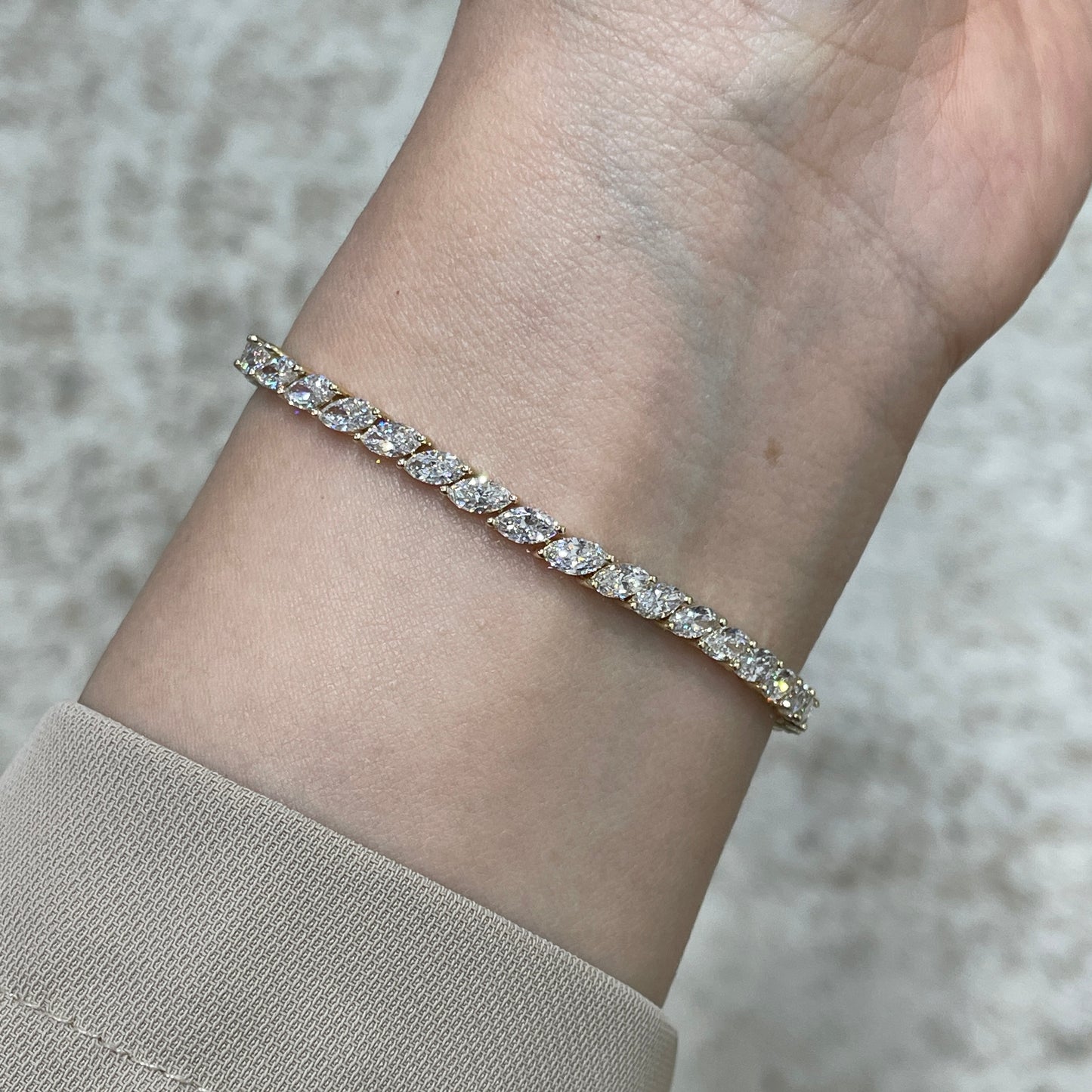 9k Lab diamond marquise shape 5.6ct tennis bracelet