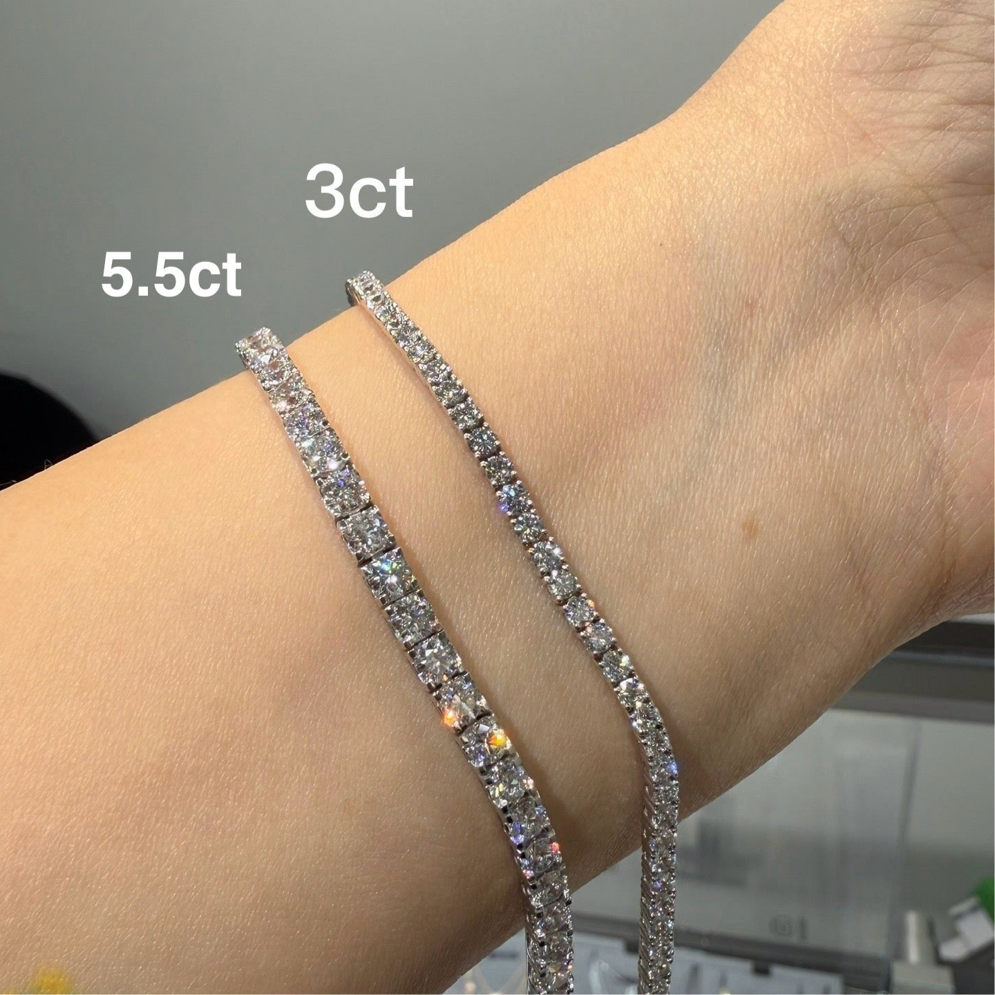 Lab diamond round 5.5ct cow four-prong tennis bracelet
