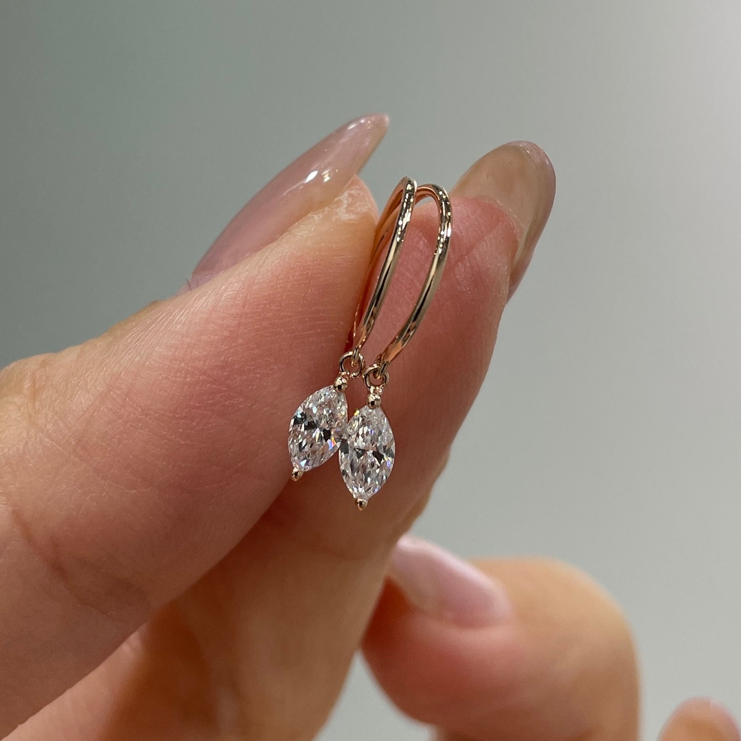 Lab diamond marquise shape 0.4ct c hook earrings-pair