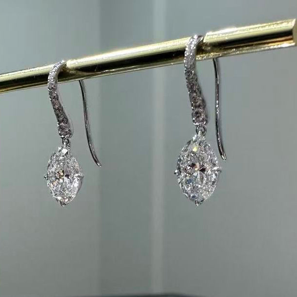 IGI Lab diamond oval shape 2.2ct elegant drop earrings -pair