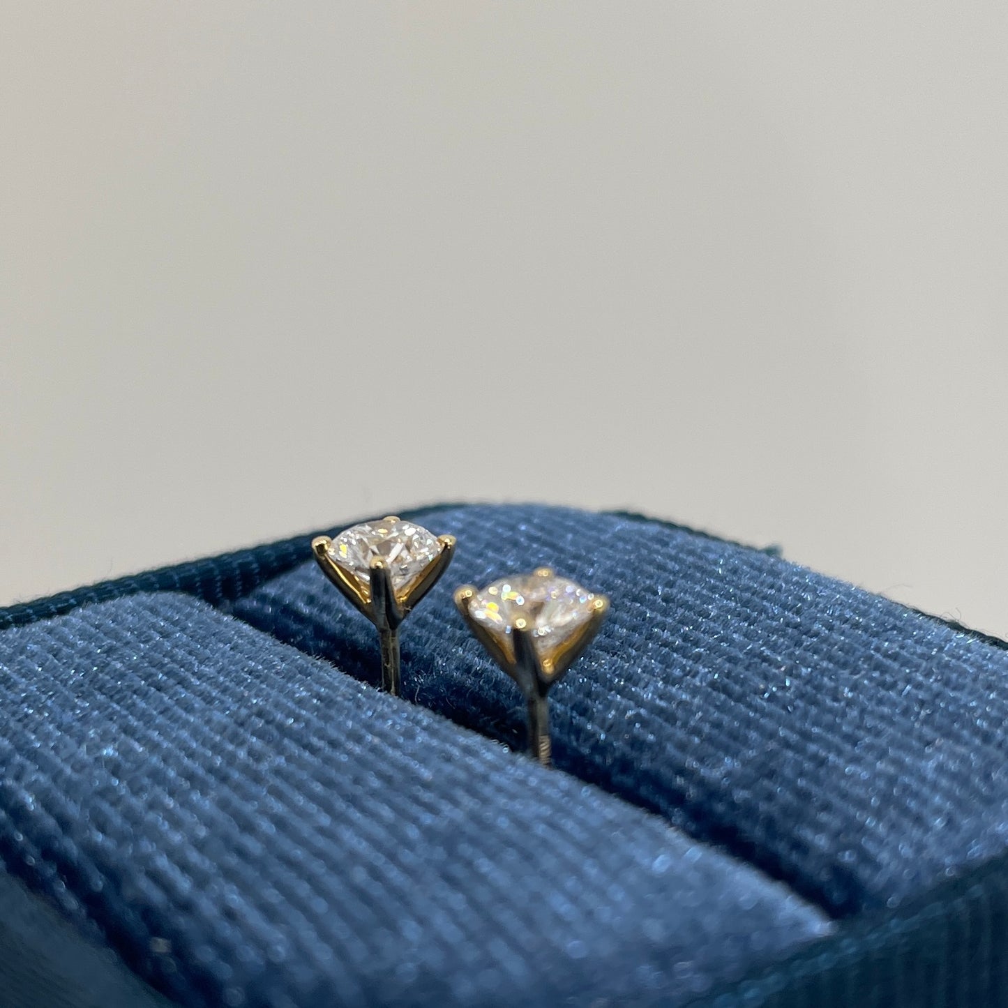Lab Diamond round 0.7ct four-prong v set earrings -pair
