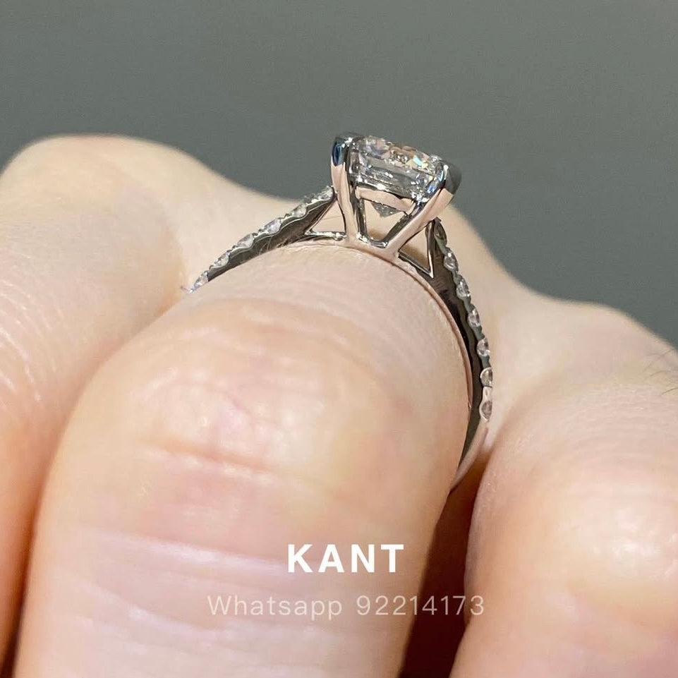 IGI lab diamond round 1.5ct four prong pave ring
