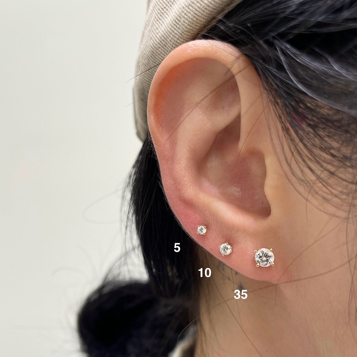 Lab diamond round 0.2ct four-prong stud earrings-pair