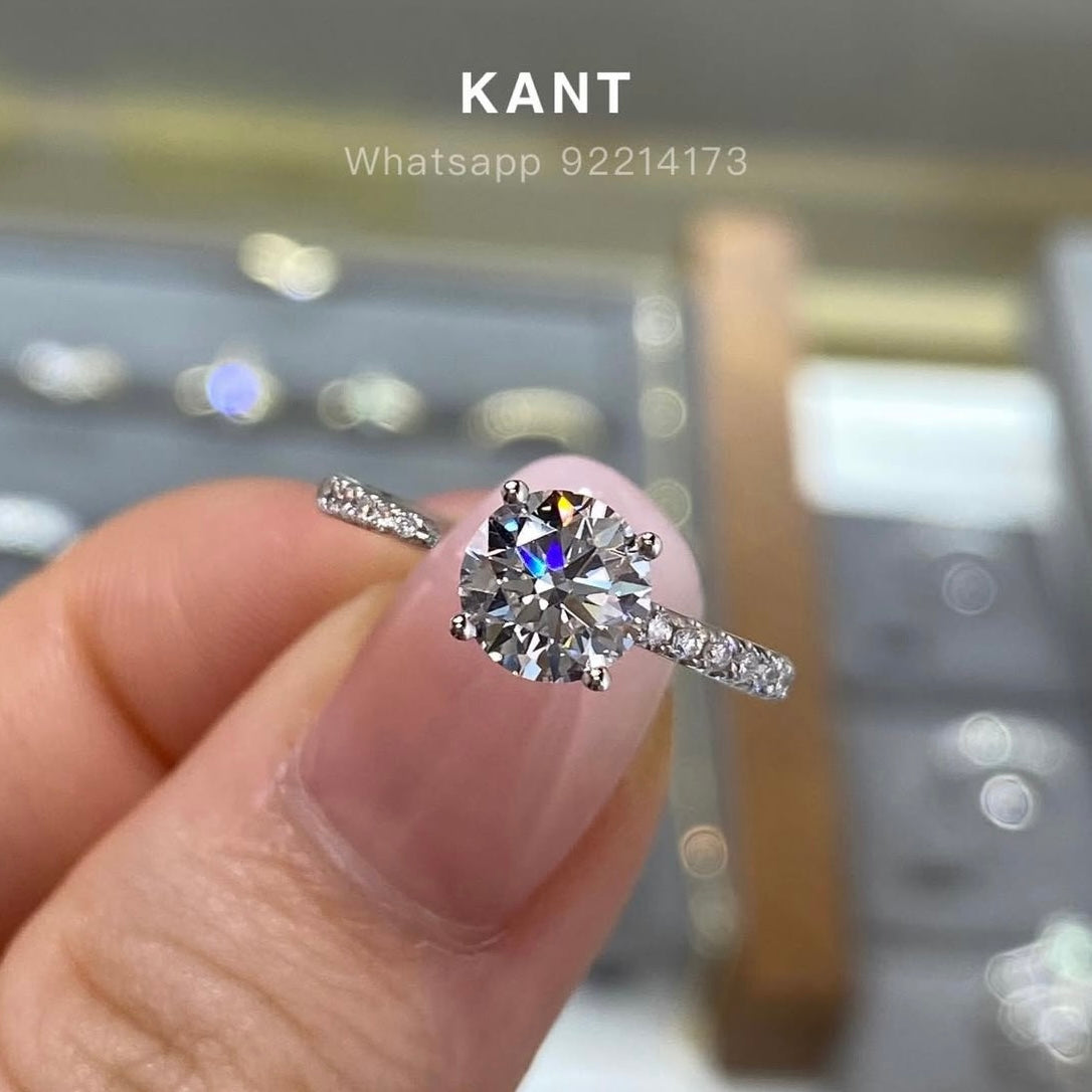 Lab diamond Round 1ct open pave ring