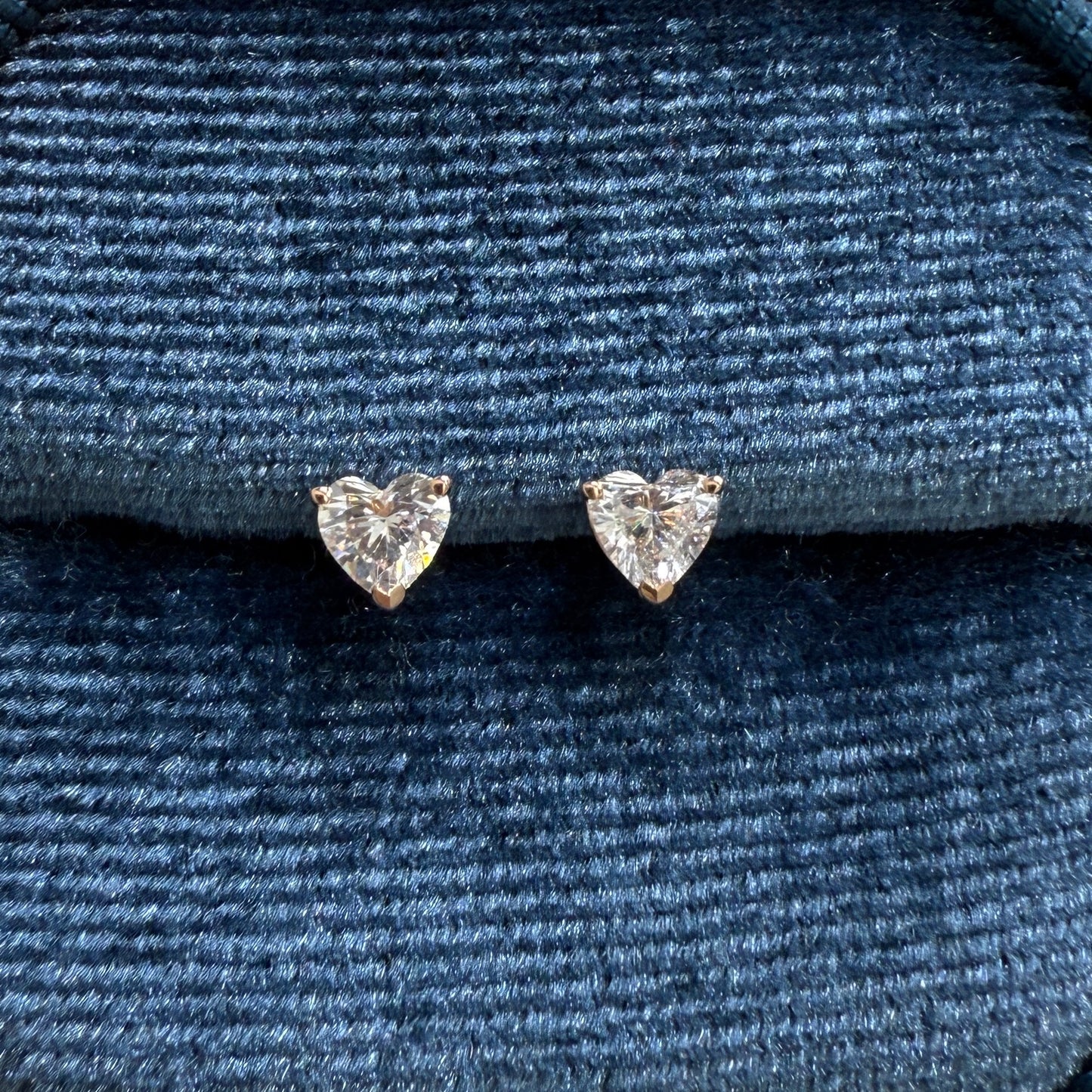 Lab Diamond Heart 0.4ct three-prong stud earrings-pair