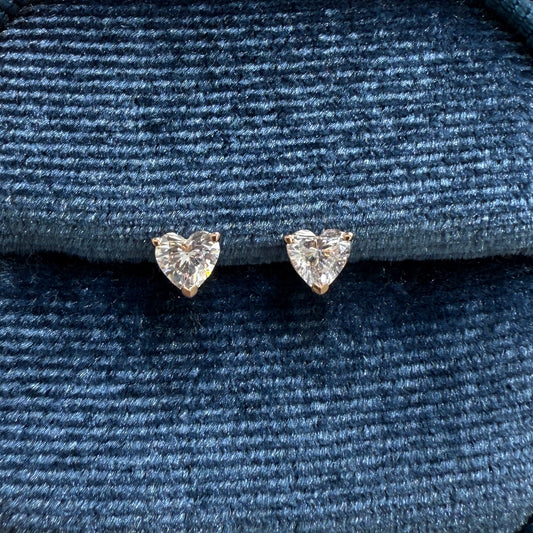 Lab Diamond Heart 0.4ct three-prong stud earrings-pair