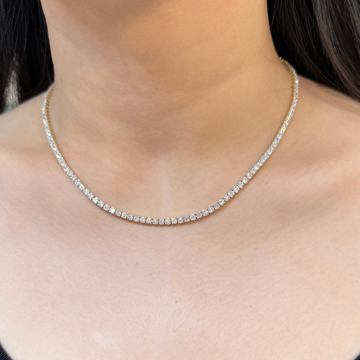 Lab diamond 10ct four-prong tennis necklace