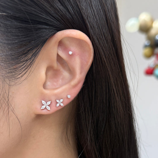 Lab diamond Marquise shape 0.48ct flower stud earrings-pair