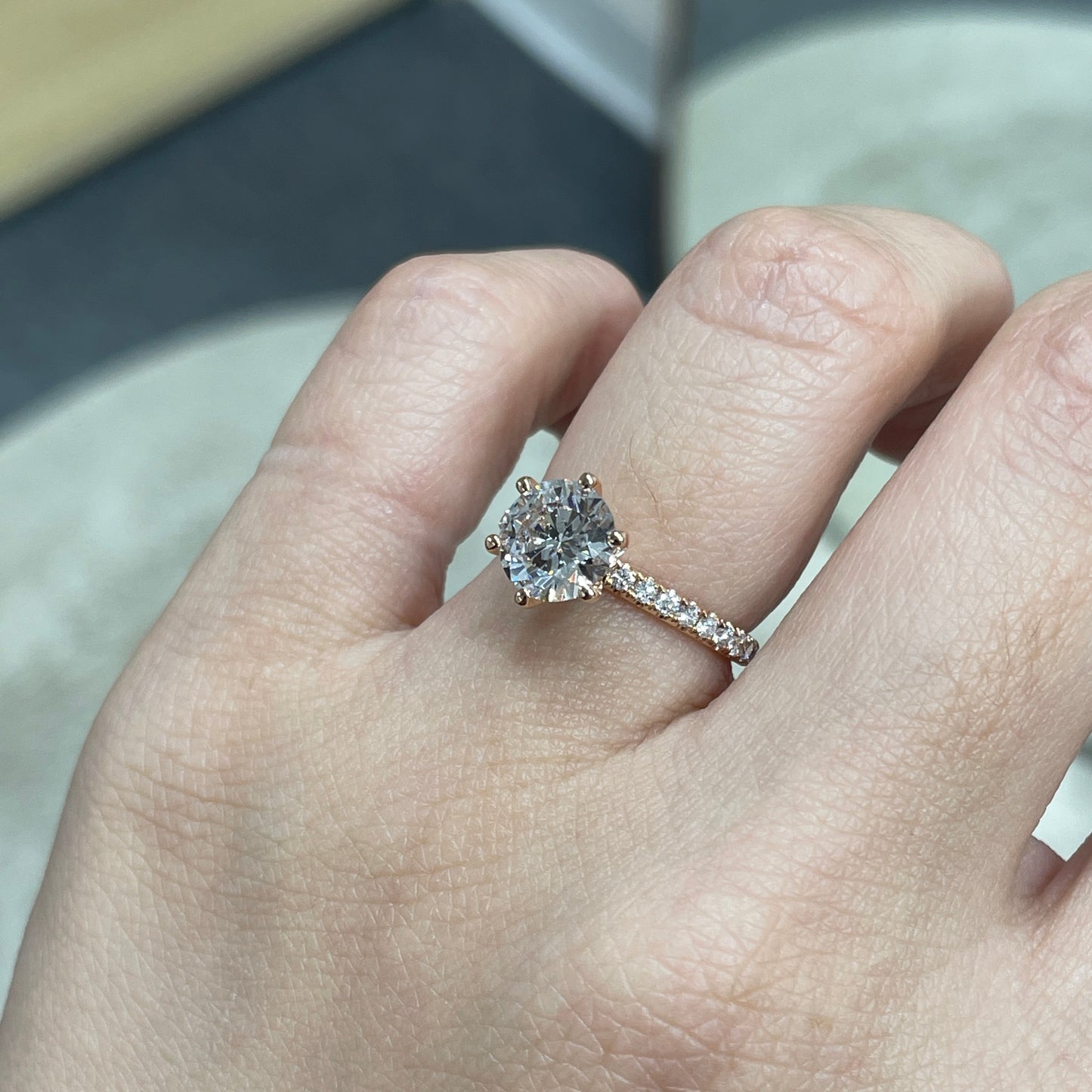 IGI lab diamond round 1.5ct six-prong full pave ring