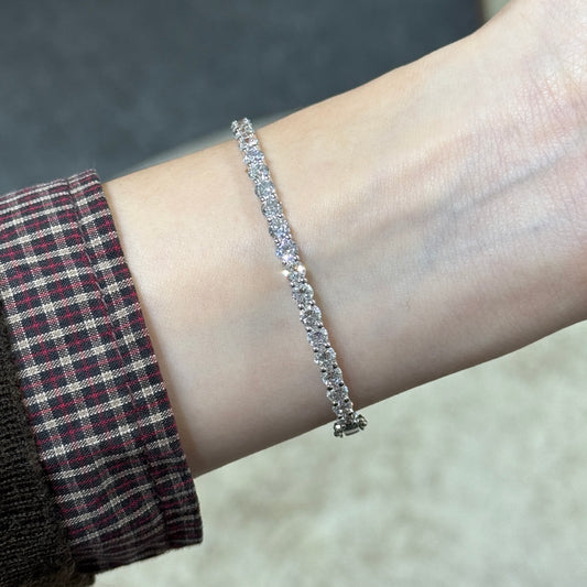 14k Lab diamond round 6.3ct four-prong tennis bangle