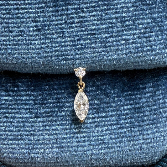 Lab diamond round and marquise shape 0.23ct stud swing earring-each