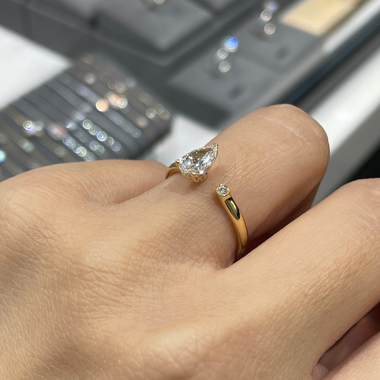Lab Diamond Pear 0.6ct open ring