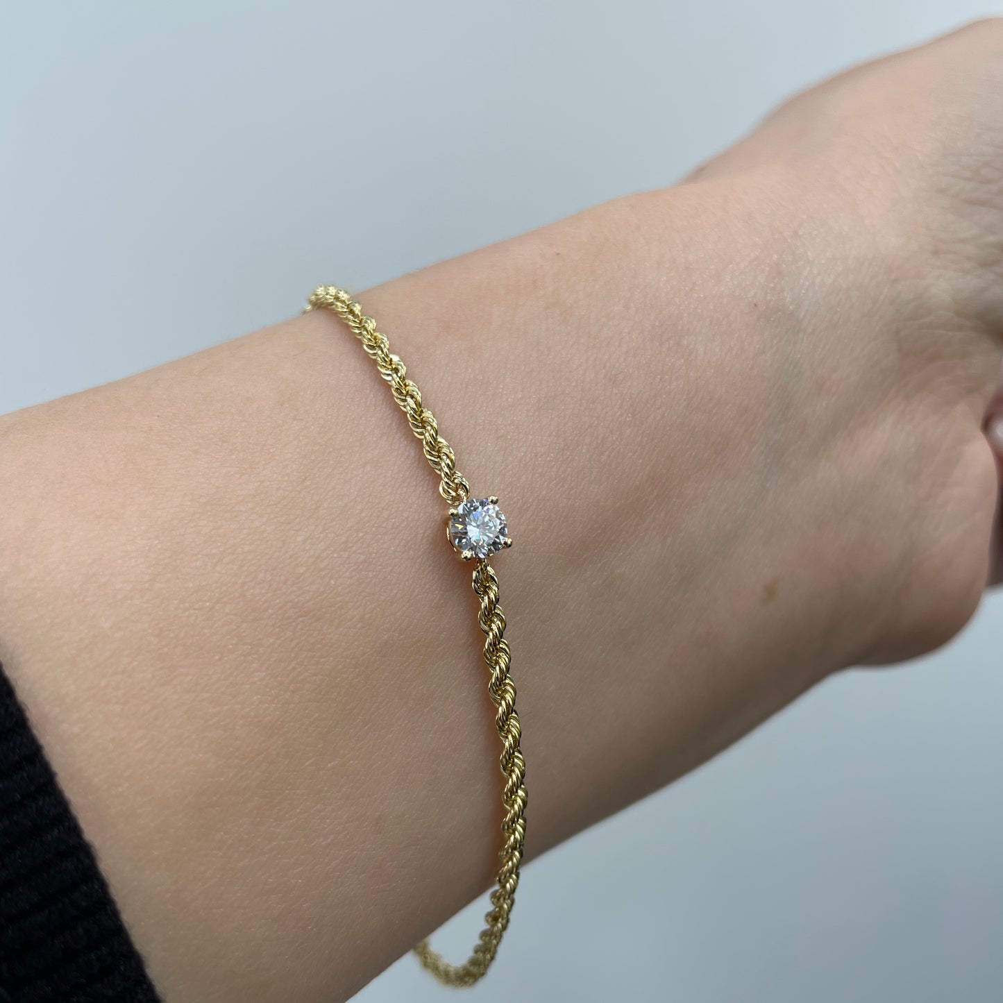Lab diamond Round 0.35ct twist rope chain bracelet