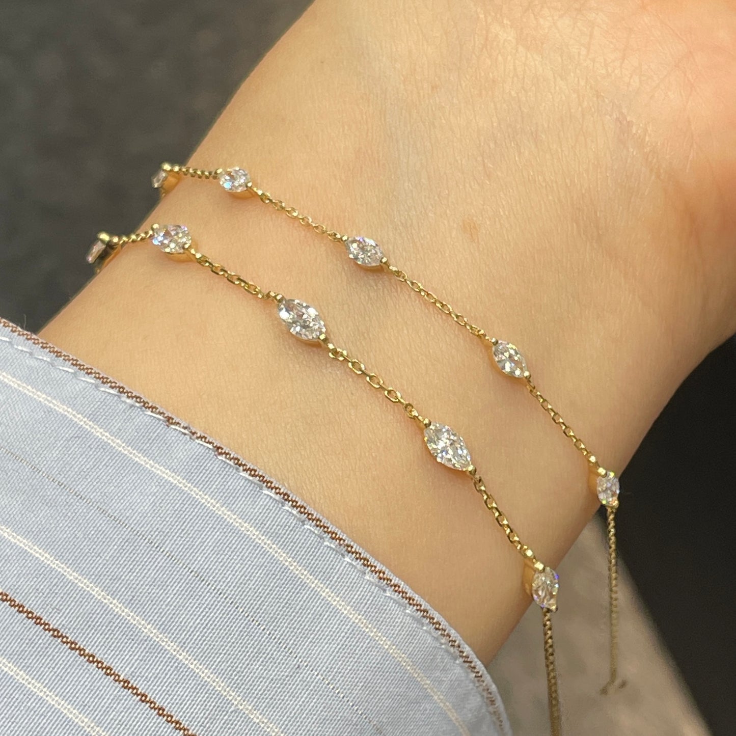 Lab diamond marquise shape 1ct five stone bracelet bracelet