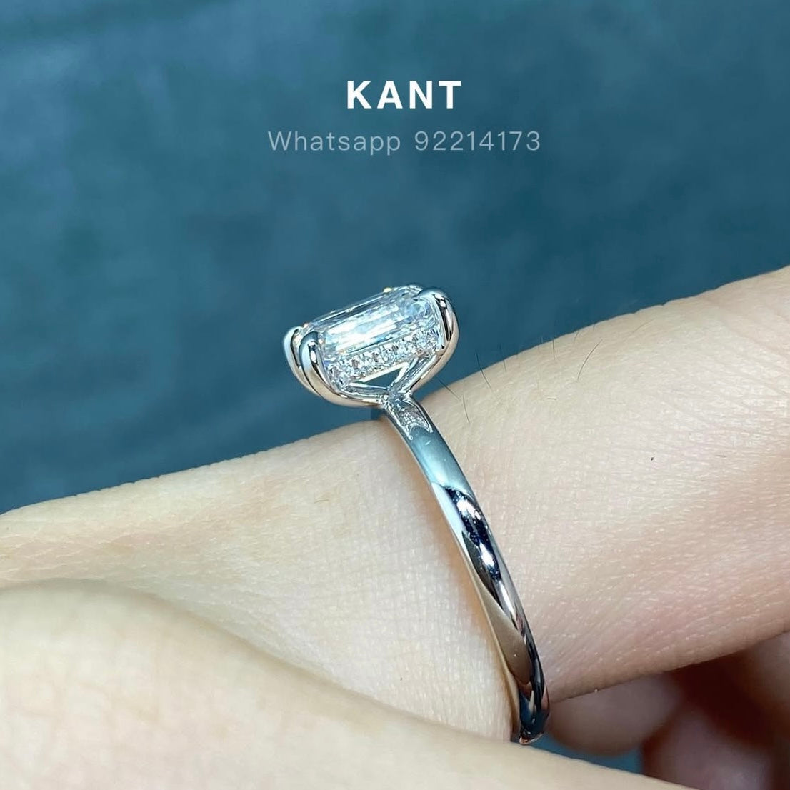 IGI lab diamond Emerald cut 1.5ct four-prong underhao ring