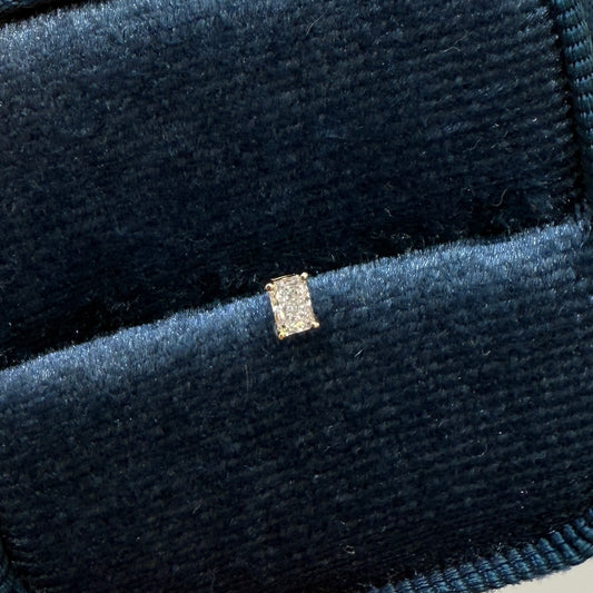 Lab diamond radiant cut 0.1ct four-prong stud earring - each