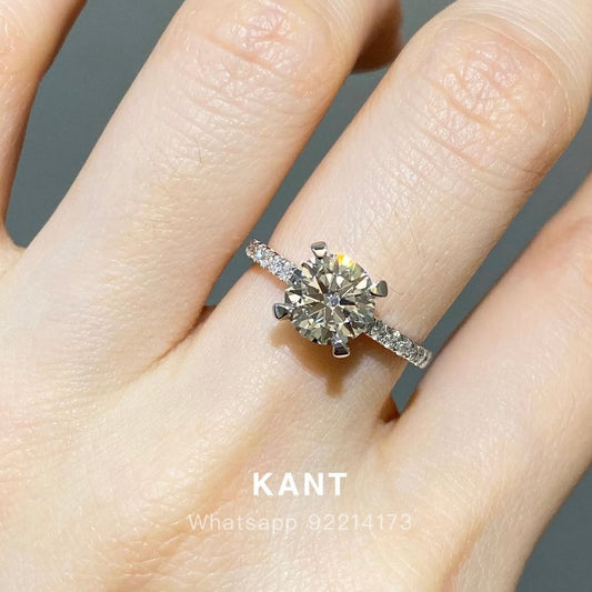 IGI lab diamond round 1.5ct four prong pave ring