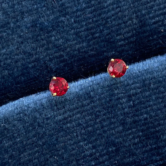 Lab grown ruby round 0.3ct stud earrings-pair