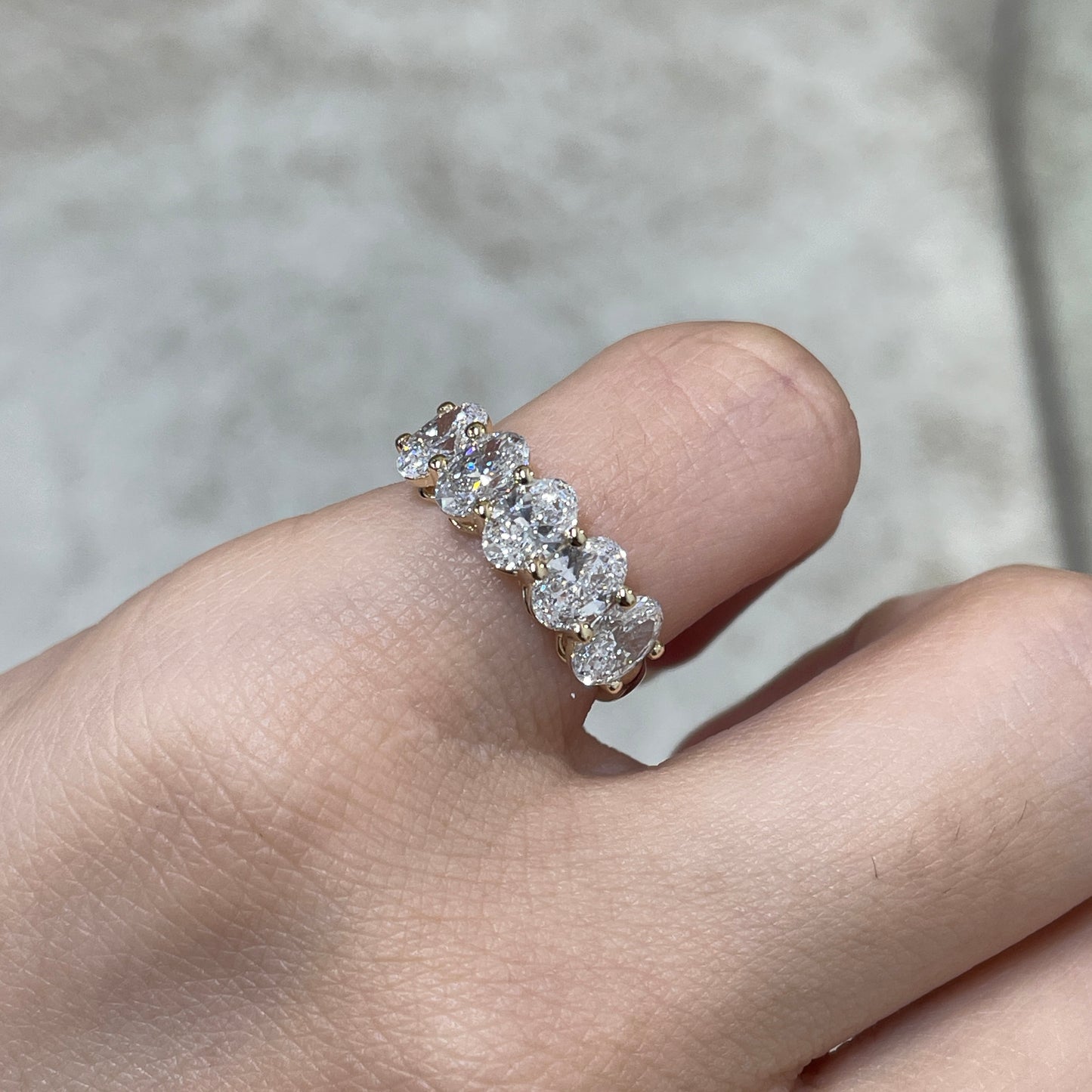 9k Lab diamond oval shape 2ct half eternity ring