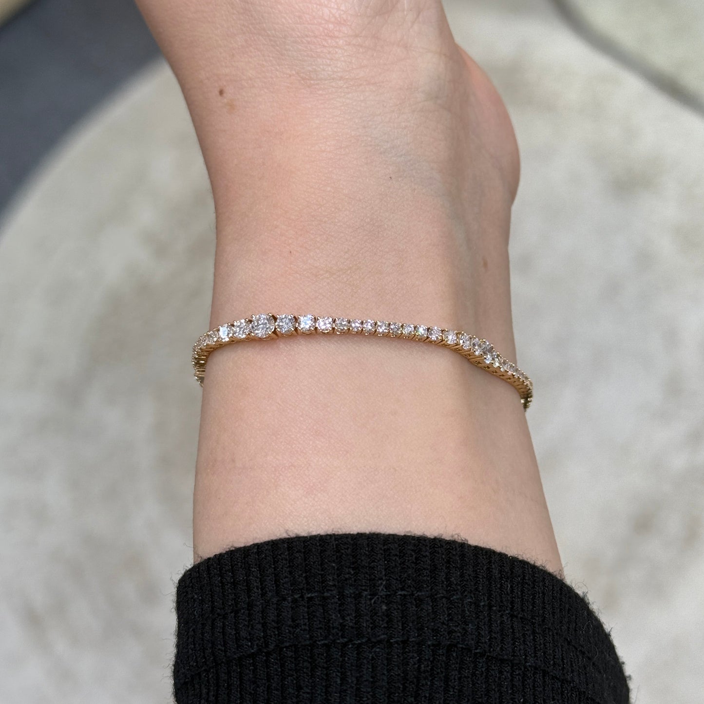 Lab diamond round 3.2ct four-prong wavy tennis bracelet