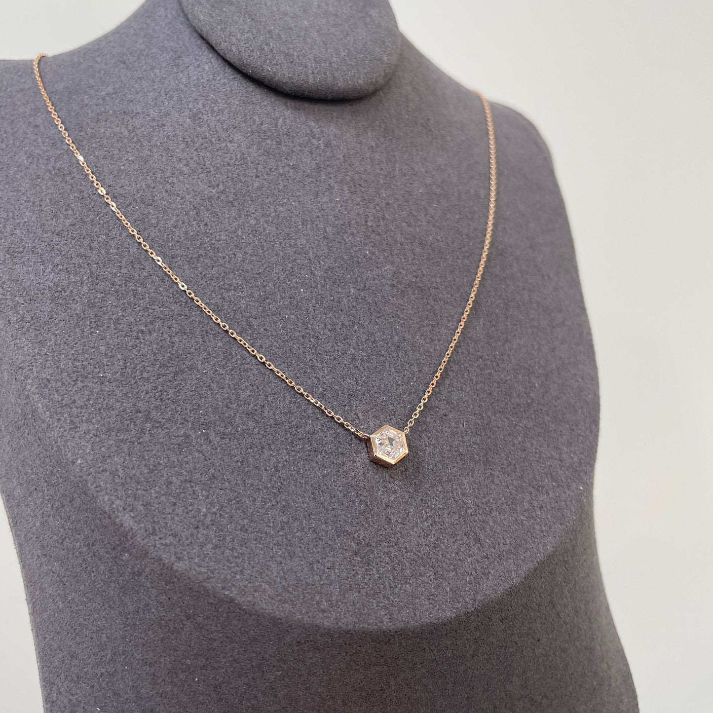 Lab diamond Hexagon 0.5ct bezel necklace