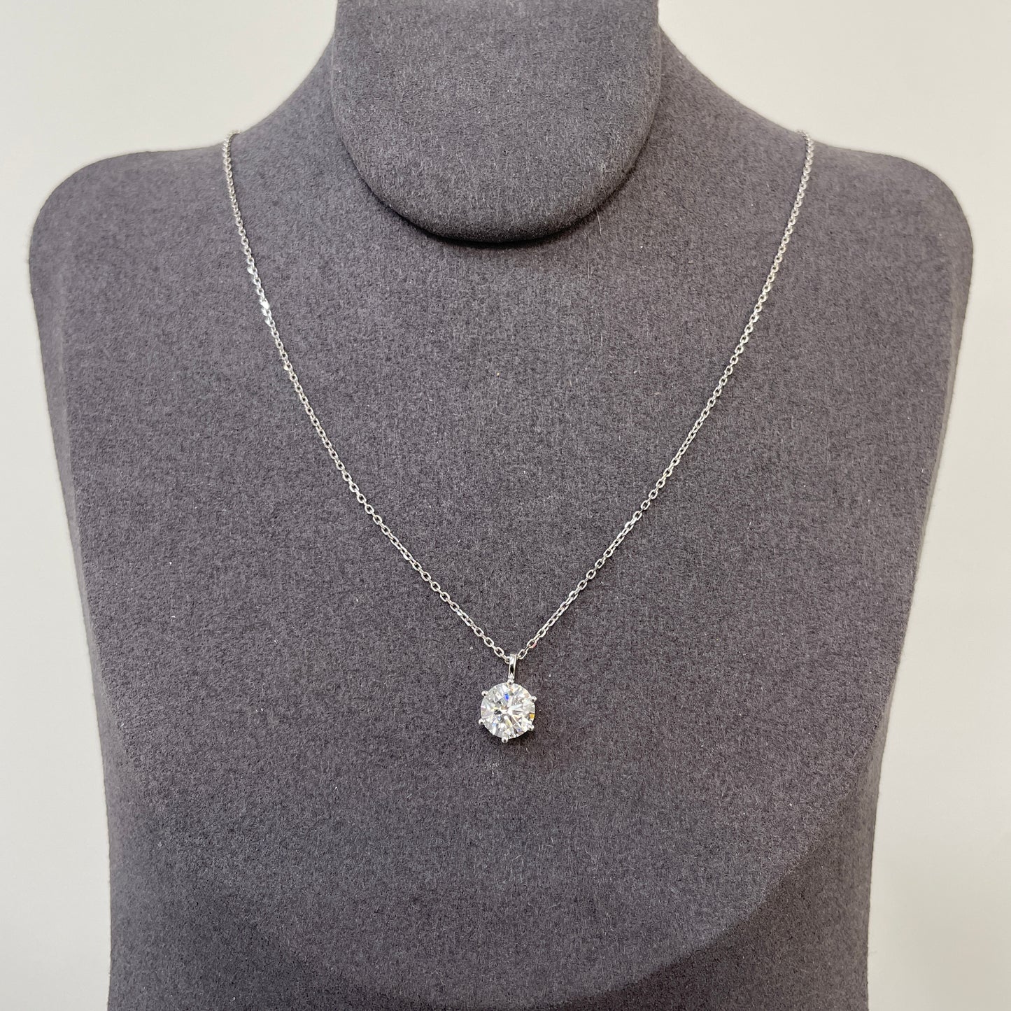 Lab Diamond round 1ct six-prong pendant with necklace