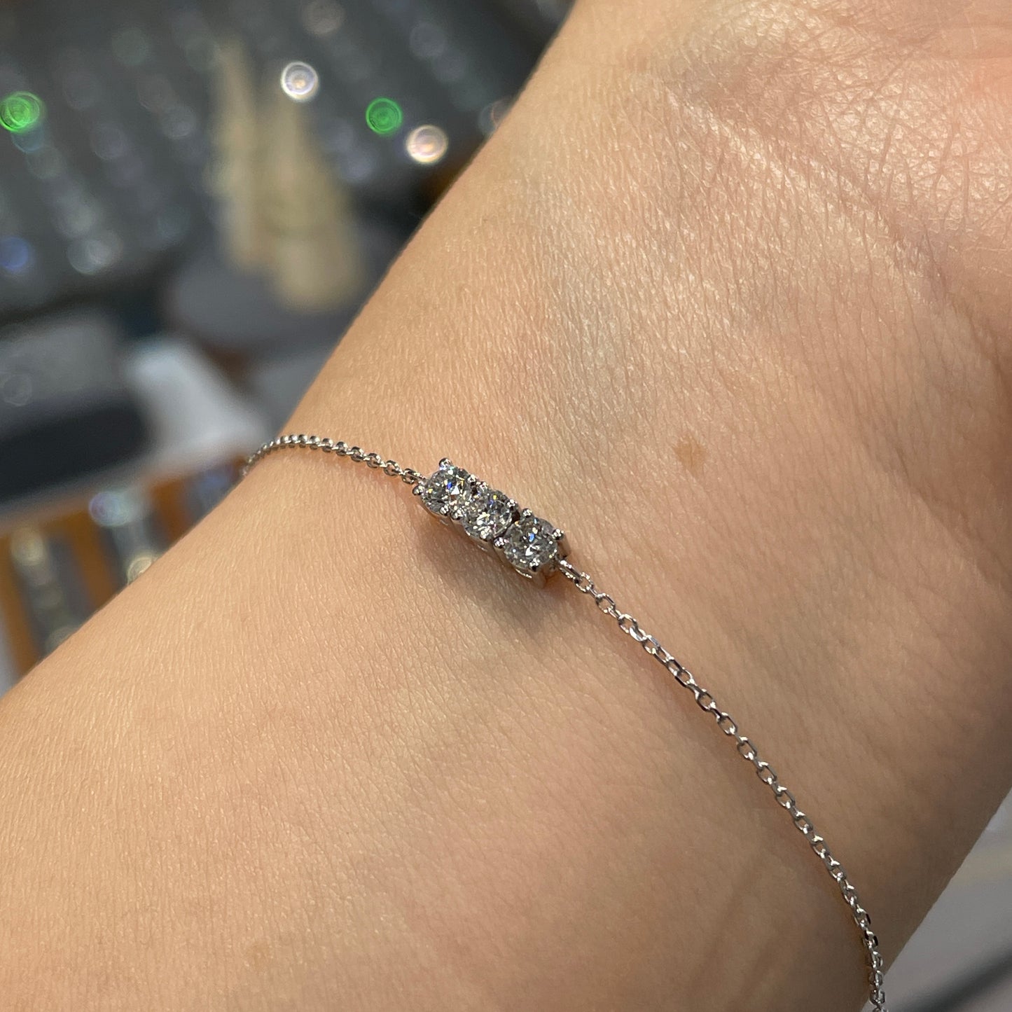 Lab diamond round trio 0.15ct bracelet