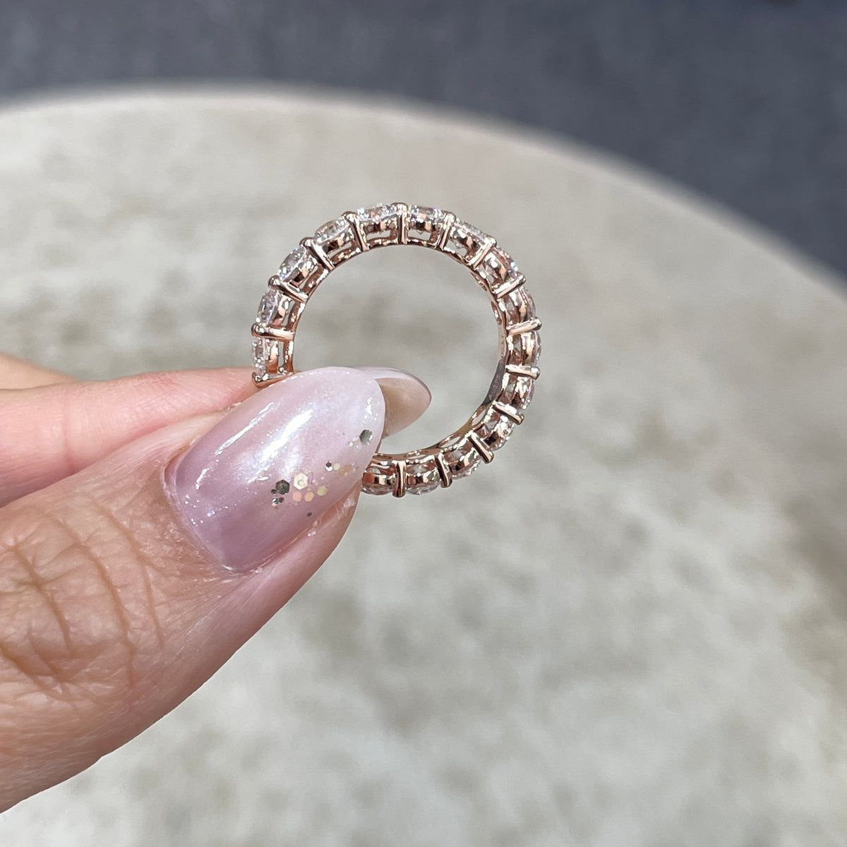 9k Lab diamond round 3ct full eternity ring