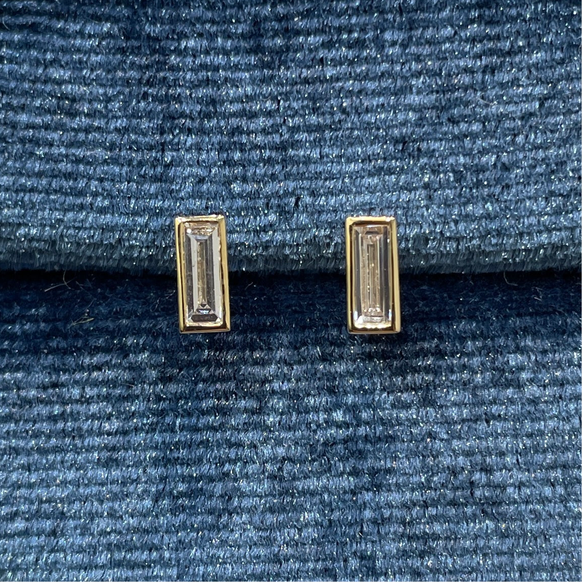 Lab diamond Baguette 0.24ct bezel stud earrings -pair