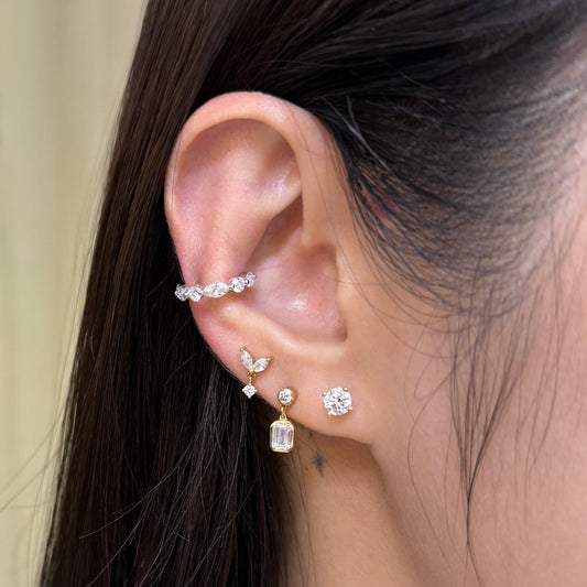 Lab diamond marquise shape and round 0.5ct mix 10mm ear cuff - each