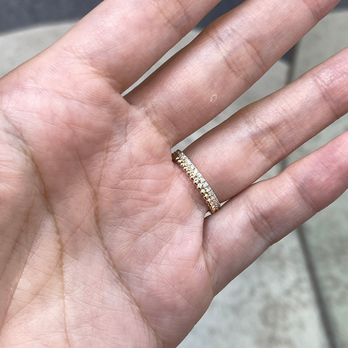 9k Lab diamond round 0.35ct milgrain dewdrop full eternity ring