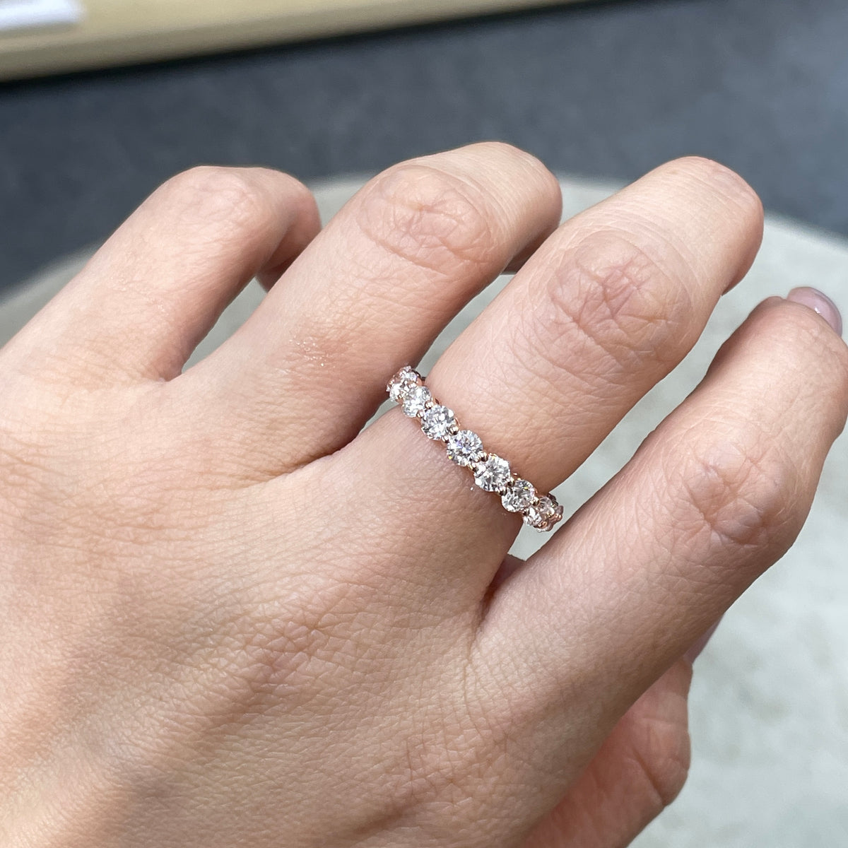 9k Lab diamond round 3ct full eternity ring