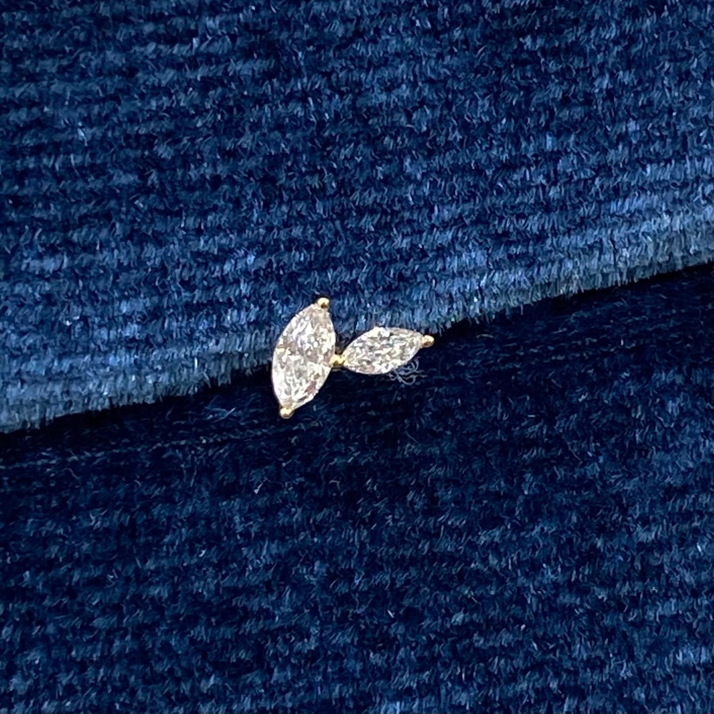 Lab diamond marquise baby fallen leaves stud earring-each