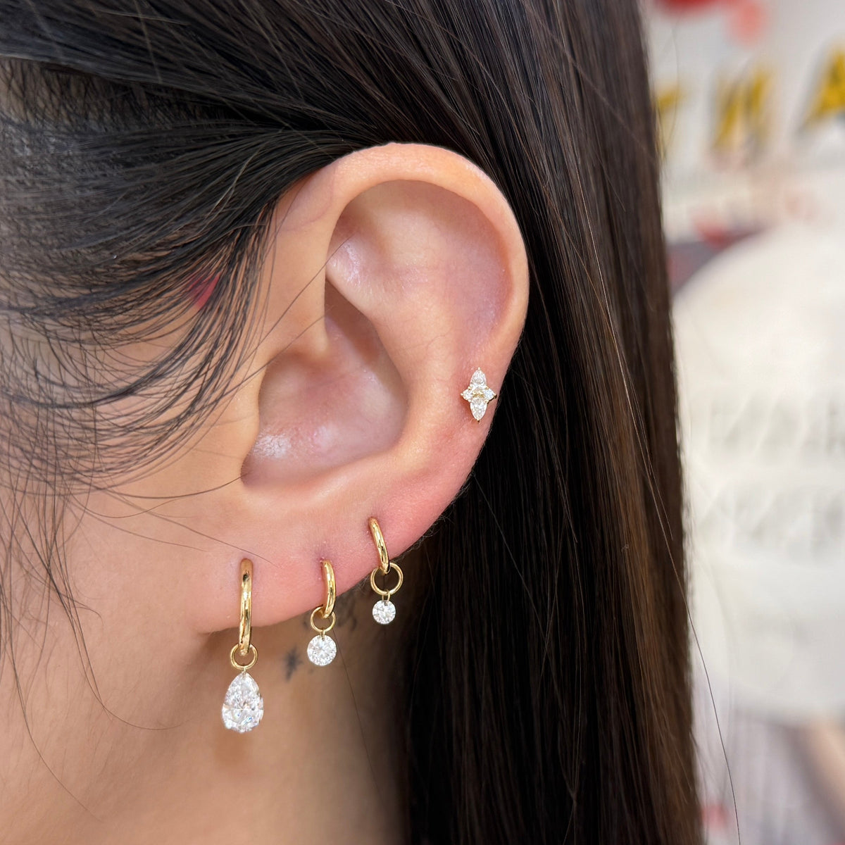 18k Plain 6mm hoop earring - each