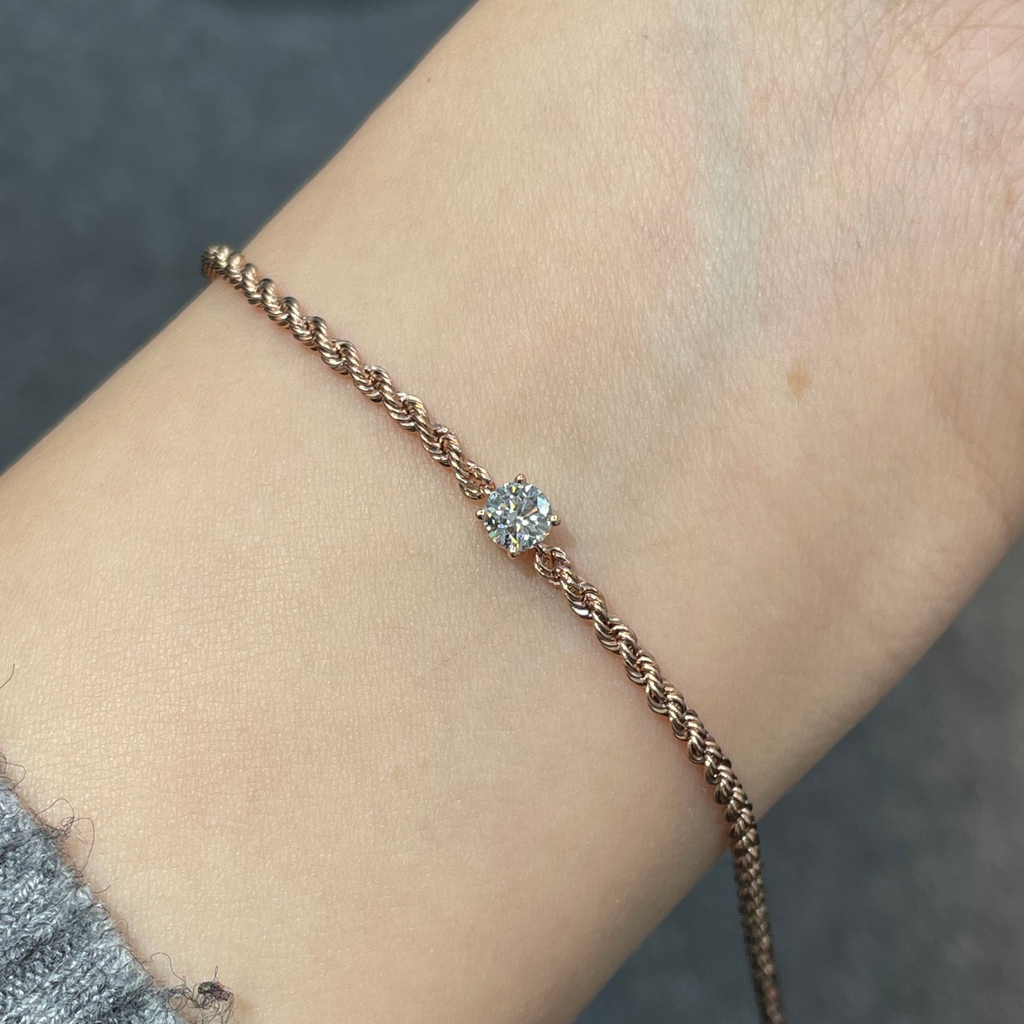 Lab diamond Round 0.3ct twist rope chain bracelet