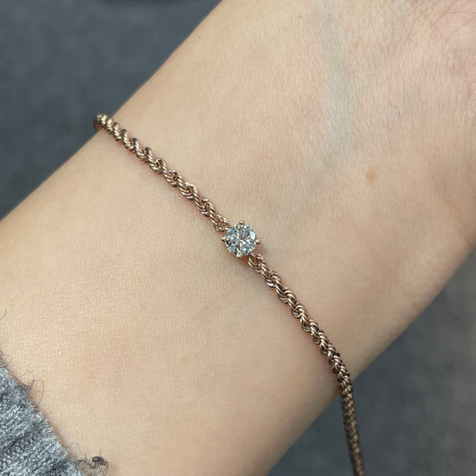 Lab diamond Round 0.3ct twist rope chain bracelet