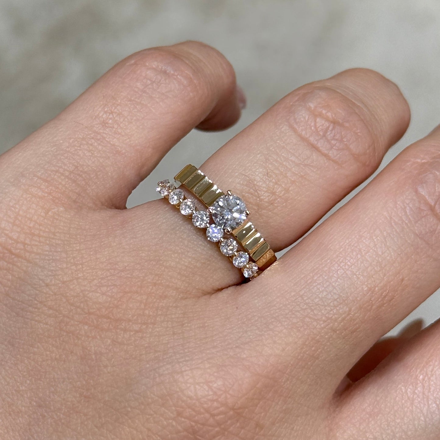 Lab diamond Round 0.5ct ladder ring