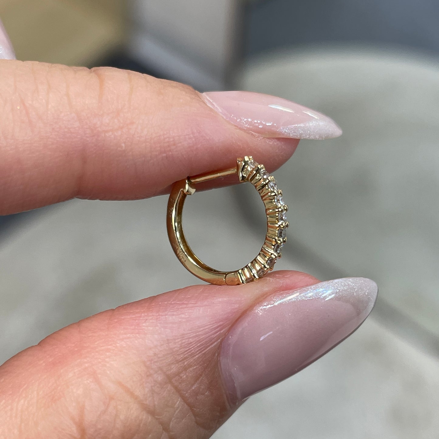 Lab diamond Round 0.24ct pave 10mm huggie hoop earrings- pair