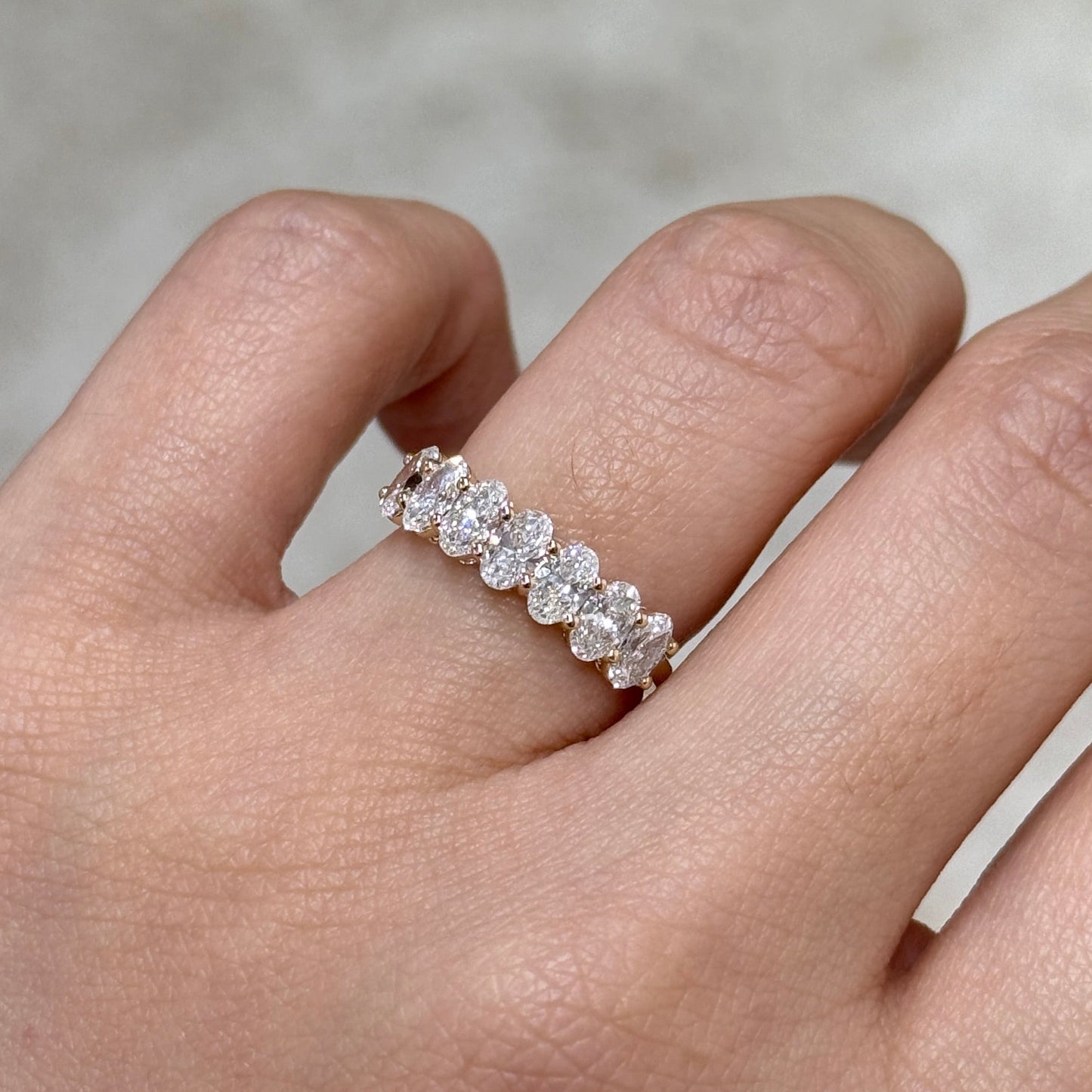 14K Lab diamond oval shape 1.3ct half eternity ring
