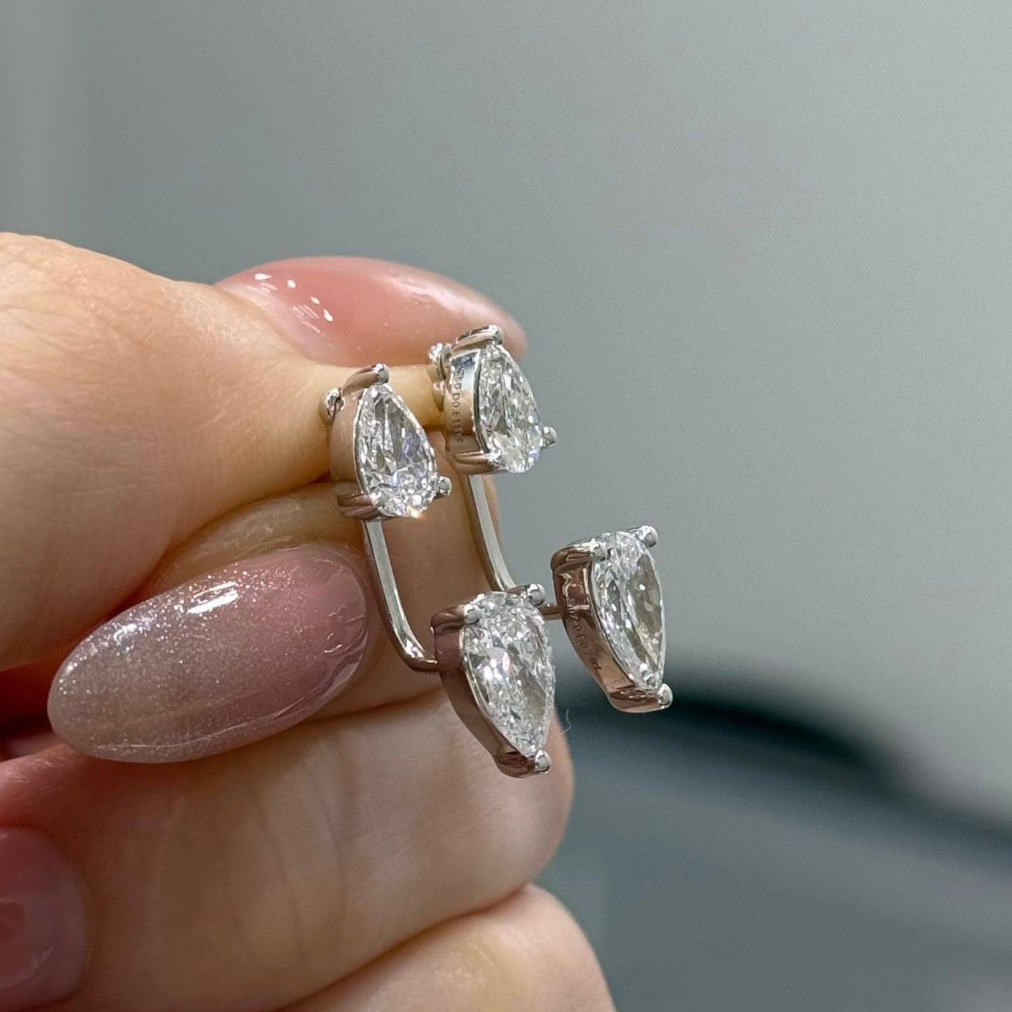 Lab diamond pear with pear L jacket 2.4ct earrings-pair