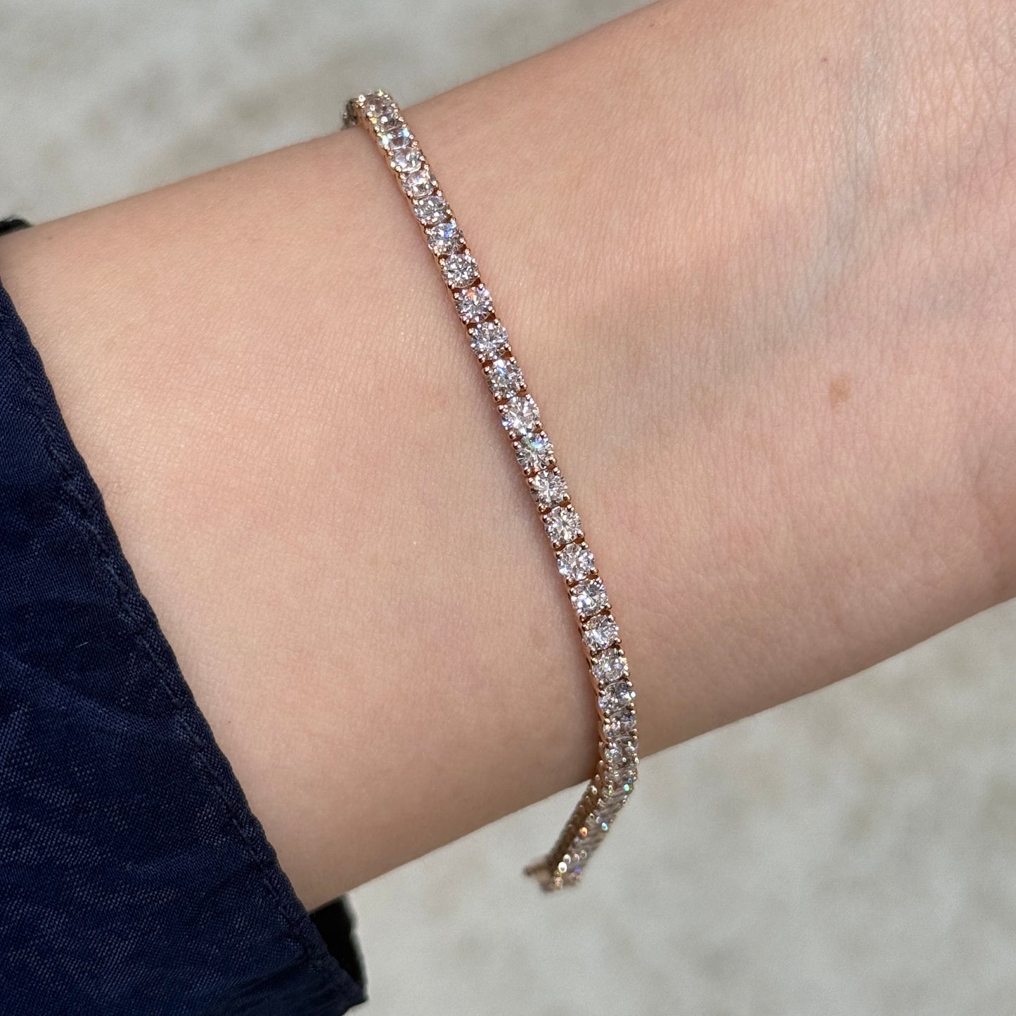 Lab diamond round 5ct classic four-prong tennis bracelet