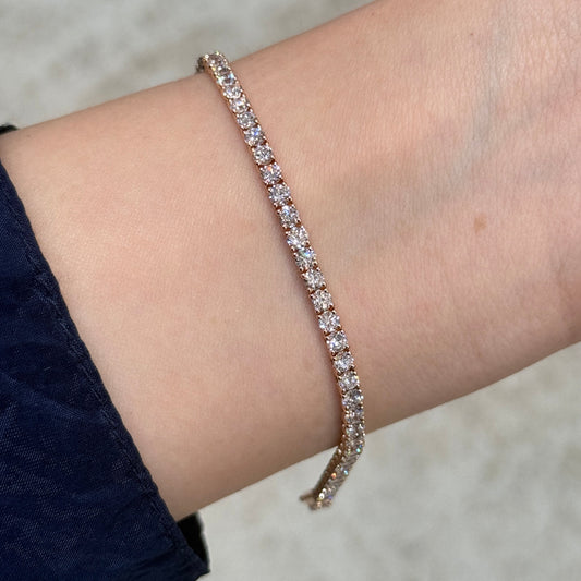 Lab diamond round 5ct classic four-prong tennis bracelet