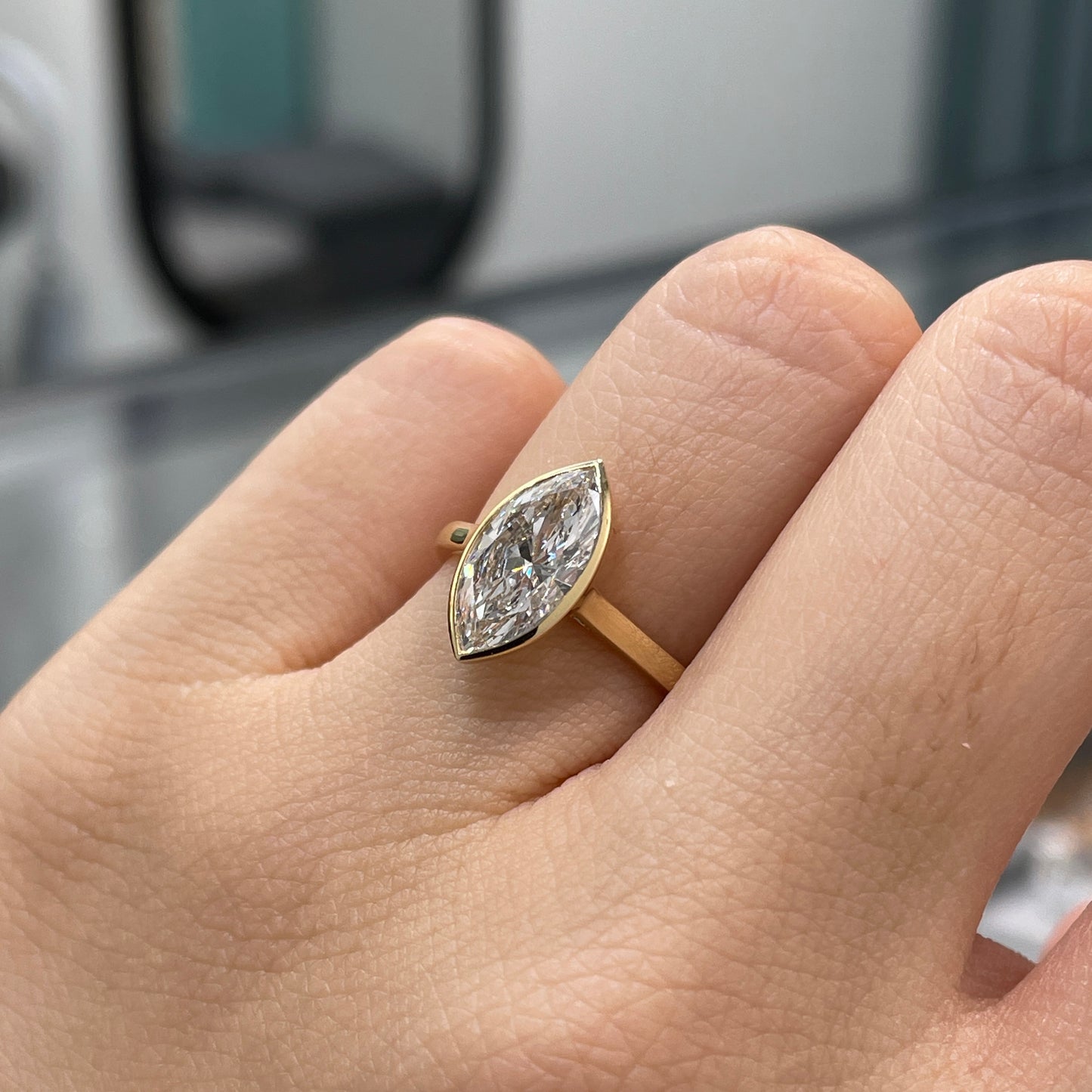 IGI Lab diamond Marquise shape 1.5ct bezel ring