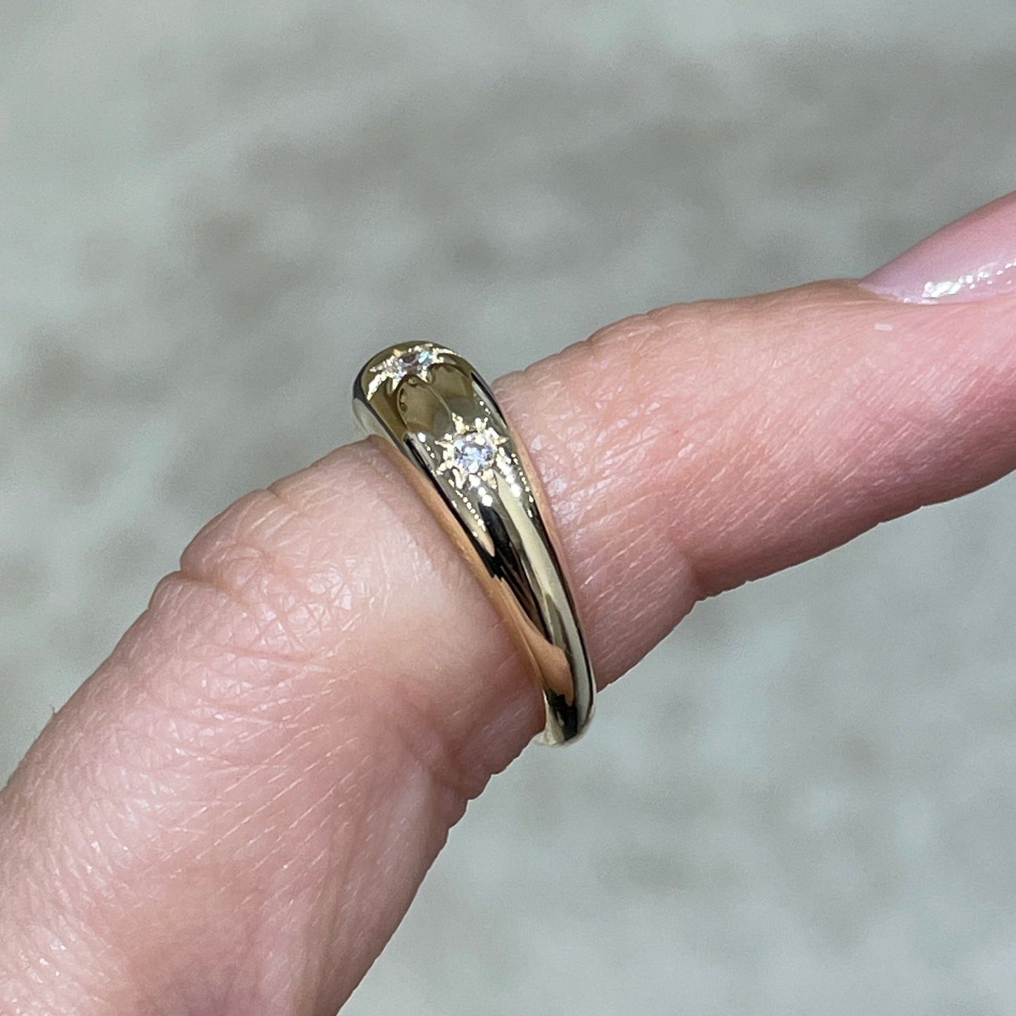 9K Lab diamonds round trio star dome pinky ring