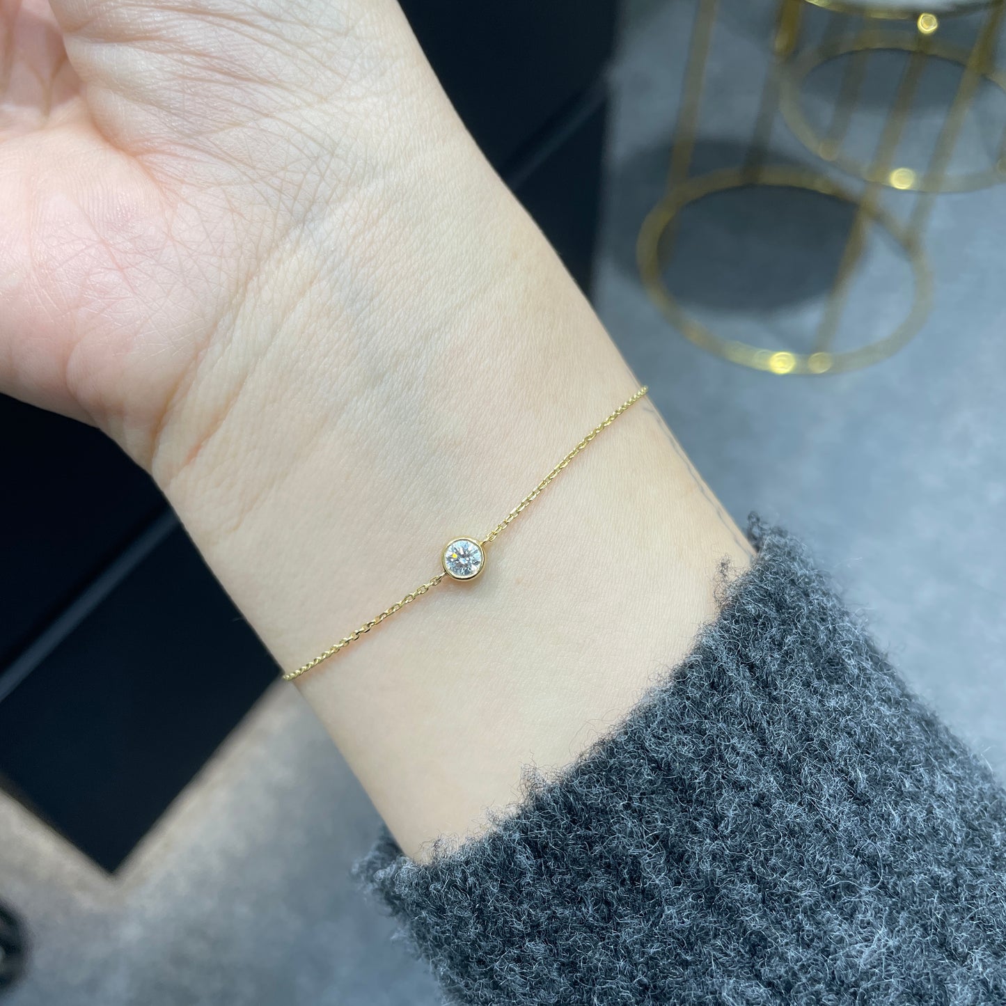 Lab Diamond round 0.2ct bezel bracelet