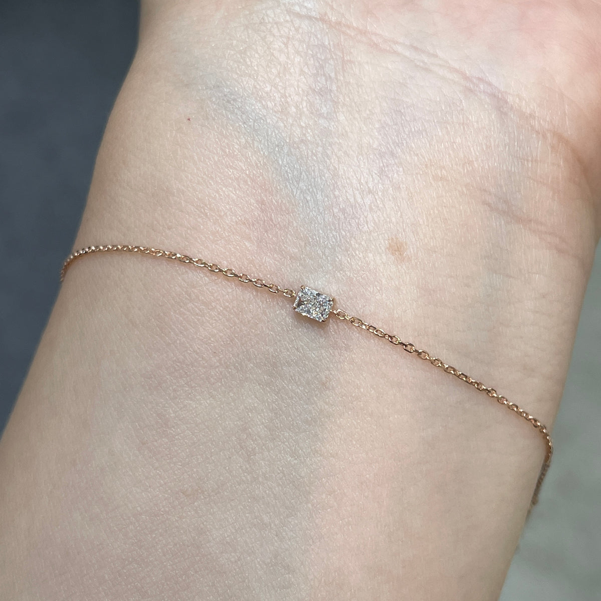 Lab diamond radiant cut 0.1ct bezel bracelet