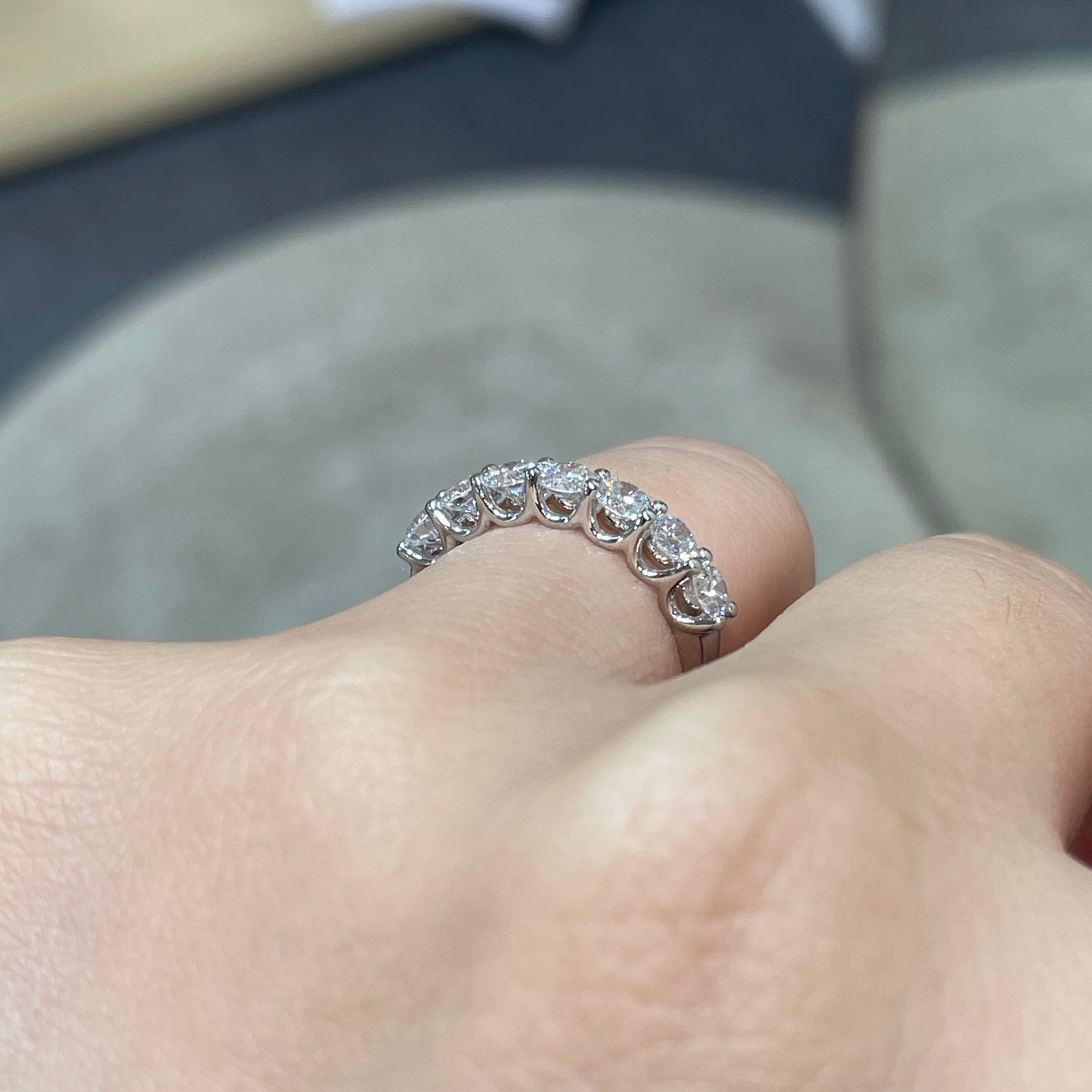 Lab diamond round 1ct u-prong half eternity ring