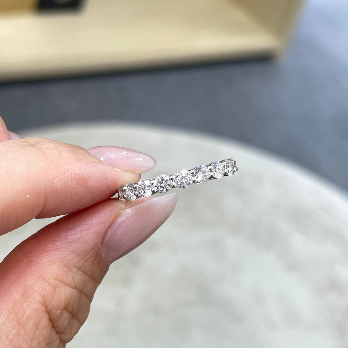 9k Lab diamond round 2.1ct full eternity ring