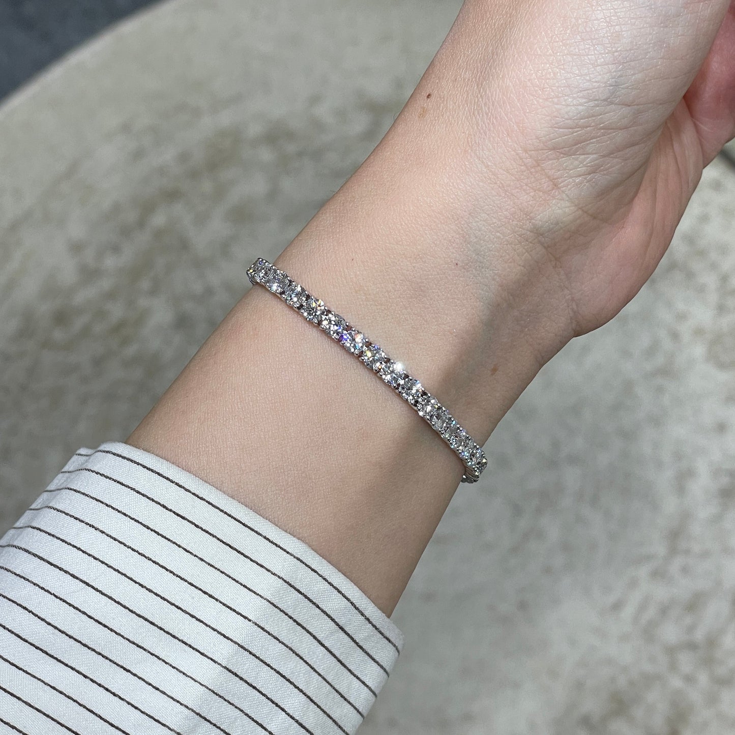 Lab diamond round 8.3ct classic four-prong tennis bracelet