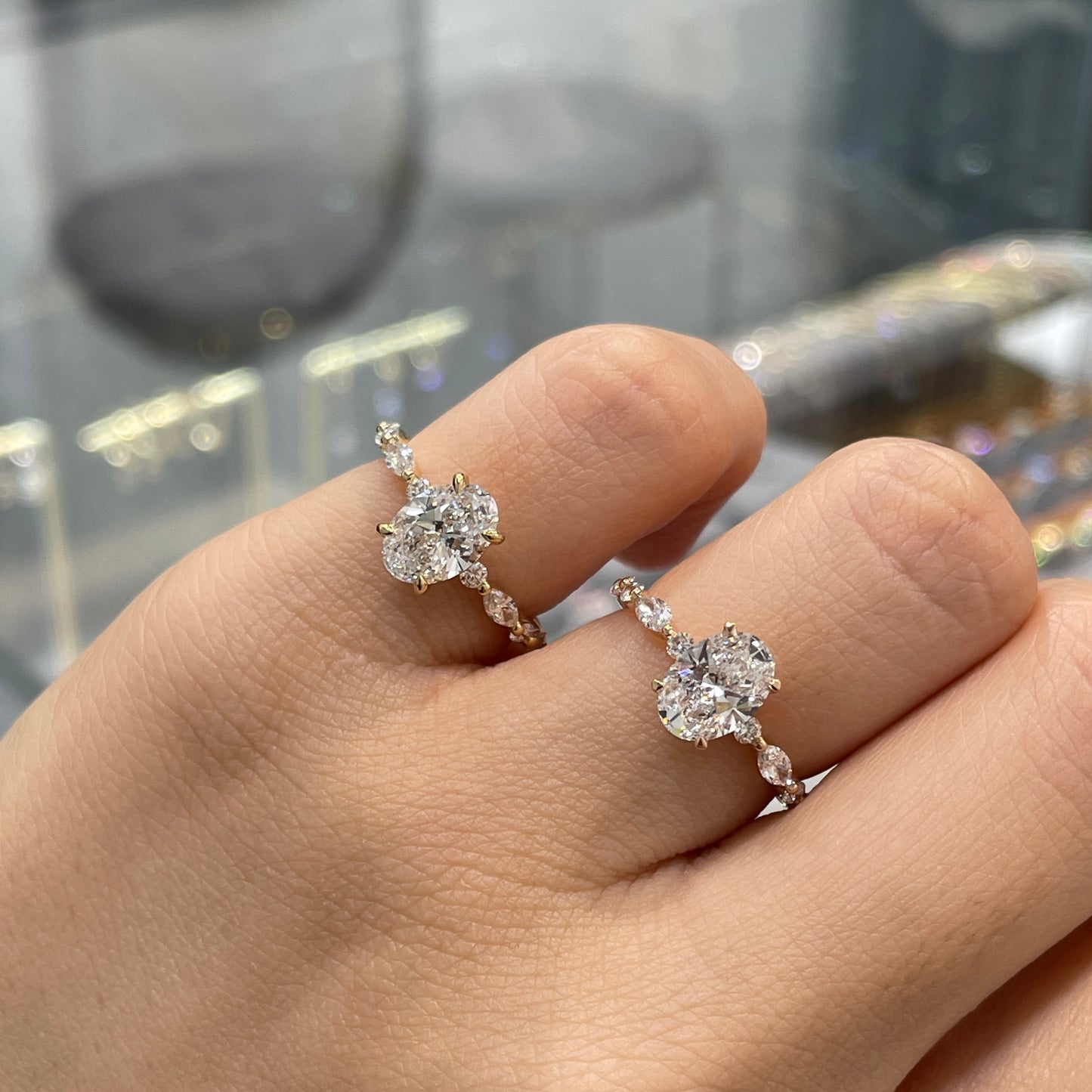 IGI lab diamond Oval 1.2ct marquise round mix pave ring